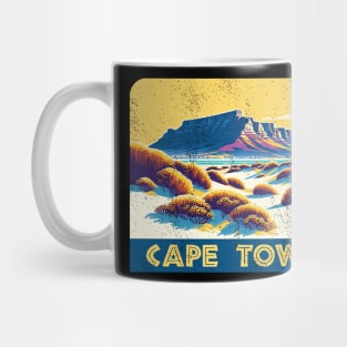 Vintage Cape Town Travel Poster Sticker | Howzit South Africa | Explore Table Mountain Mug